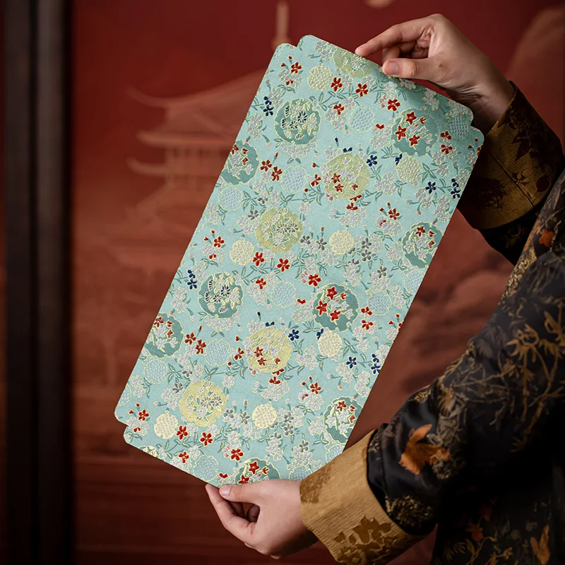 Japanese Double Sided Brocade Tea Mat Vintage Floral Waterproof Table Runner Use Home Tea Room Decor Pad Cloth Dining Table