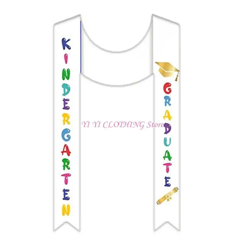 N5KF 幼稚園卒業ストール サテン名誉ストール ユニセックス 子供名誉スカーフ 退色防止卒業サッシュスカーフ 学生用