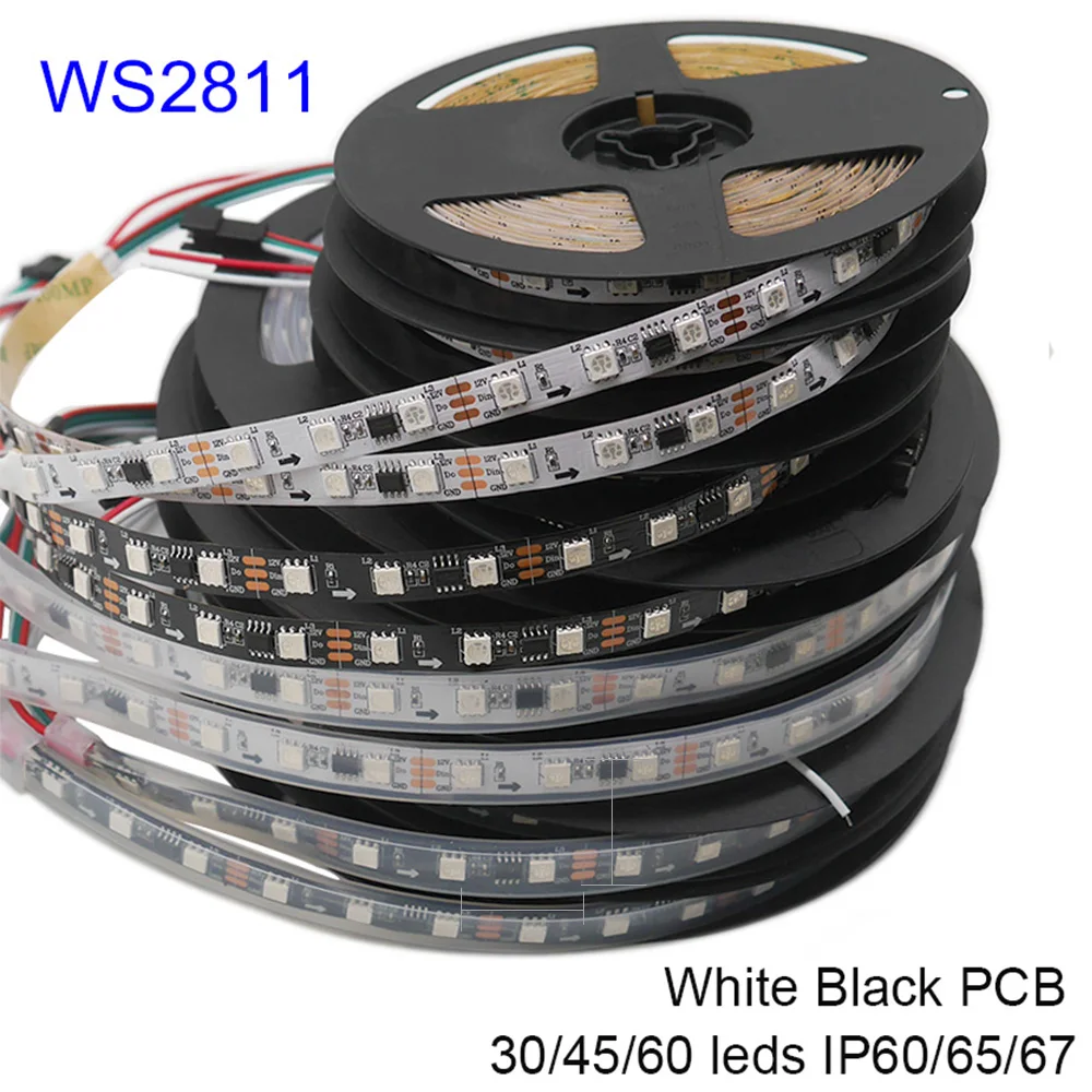 DHL Free Shipping 5m×10pcs DC12V WS2811 IC External  Smart 5050 SMD RGB Addressable 1 IC Control 3Leds Decorate Led Strip Light