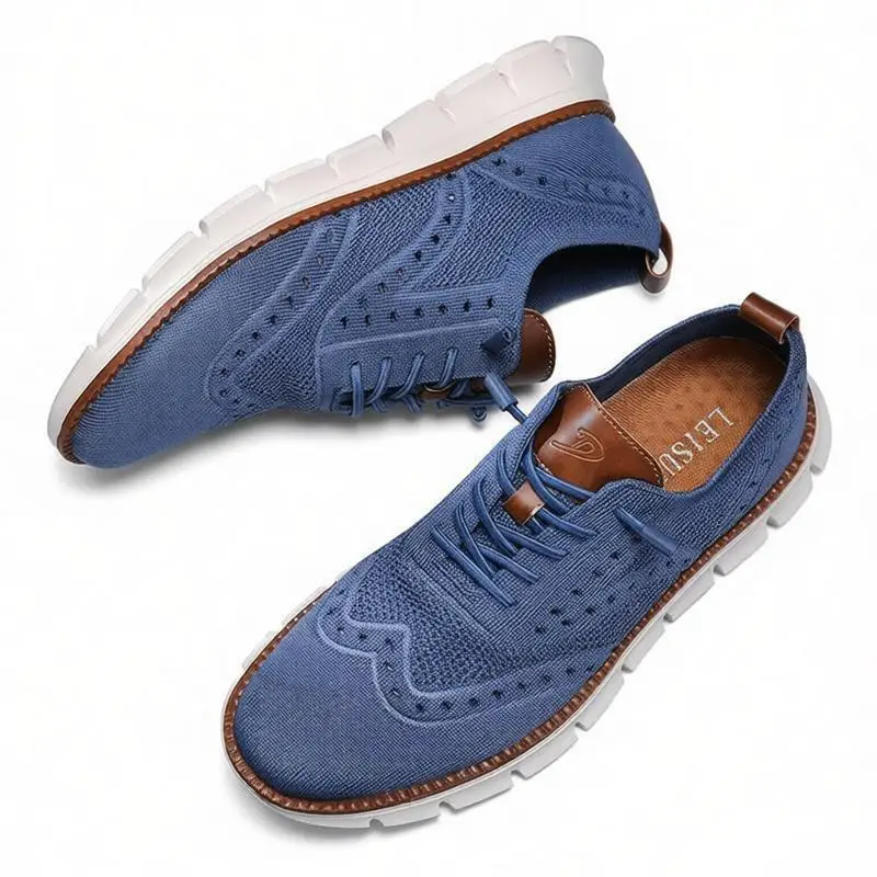 

Mens Blue Brogue Shoes Wingtip Oxfords Mesh Casual Stylish Sneakers Loafers Brogues Summer Plus Big Size 54 53 52 51 50