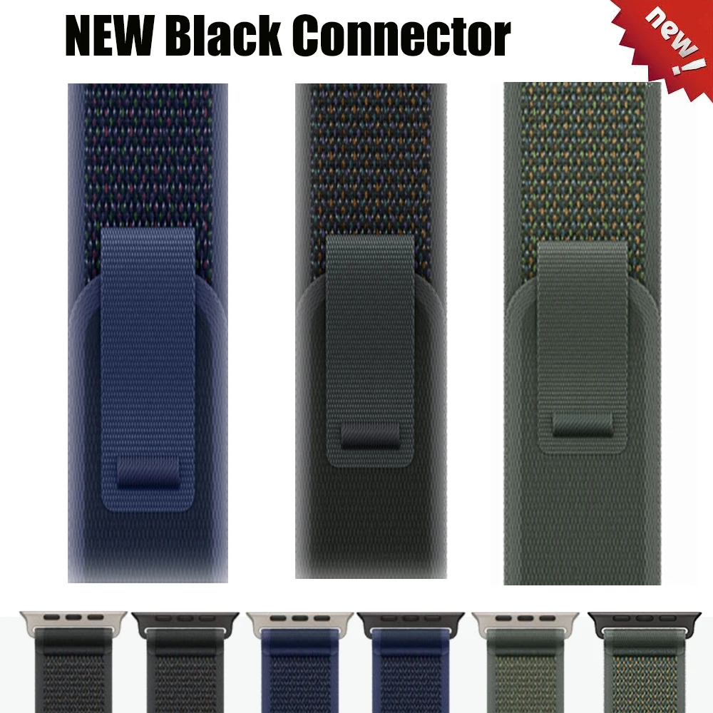 NEU Trail Loop für Apple Watch-Armbänder 44 mm Ultra 2 Band 49 mm 45 mm 38/40/41 mm schwarzer Anschluss der iWatch-Serie 9876543 SE10 42/46mm