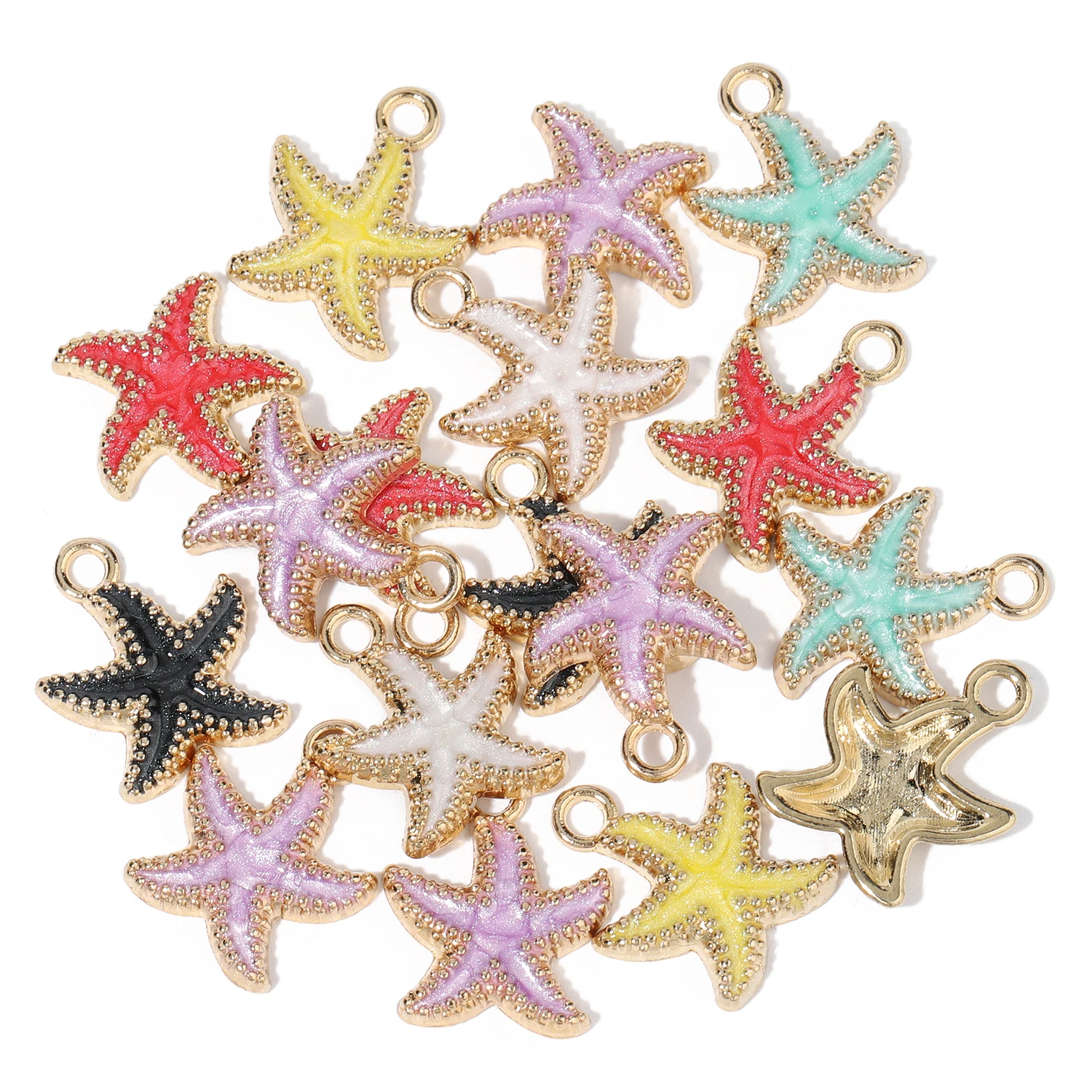 10pcs/lot 18x15mm Colorful Small Starfish Shape Pendants Stainless Steel Charms For Jewelry Making Diy Bracelet Accessories