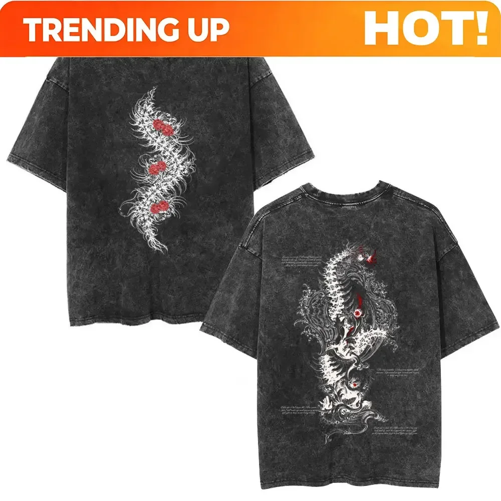 Customization Washed Vintage Anime Tokyo Ghoul Kaneki Ken Centipede Graphic T-shirt Men Women Cotton Retro T-shirts Casual Overs