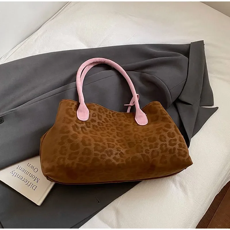 Leopardenmuster Gürtelschnalle Unterarm Umhängetasche, Vintage Große Kapazität Frauen Einkaufstasche, 2025 Herbst Winter Neue Top Griff Handtasche – Detail 4