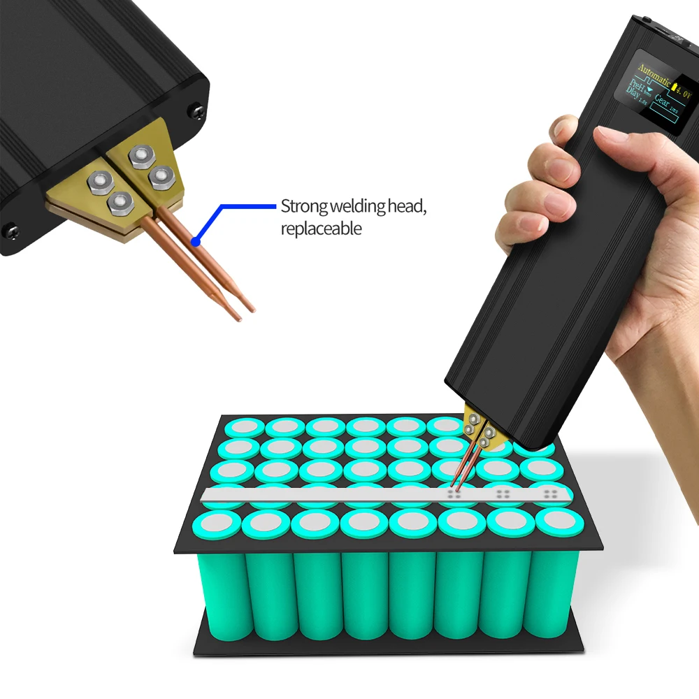 Mini soldador por puntos de mano, máquina de soldadura por puntos portátil con pantalla Digital ajustable de 80 engranajes, gatillo automático para baterías 18650