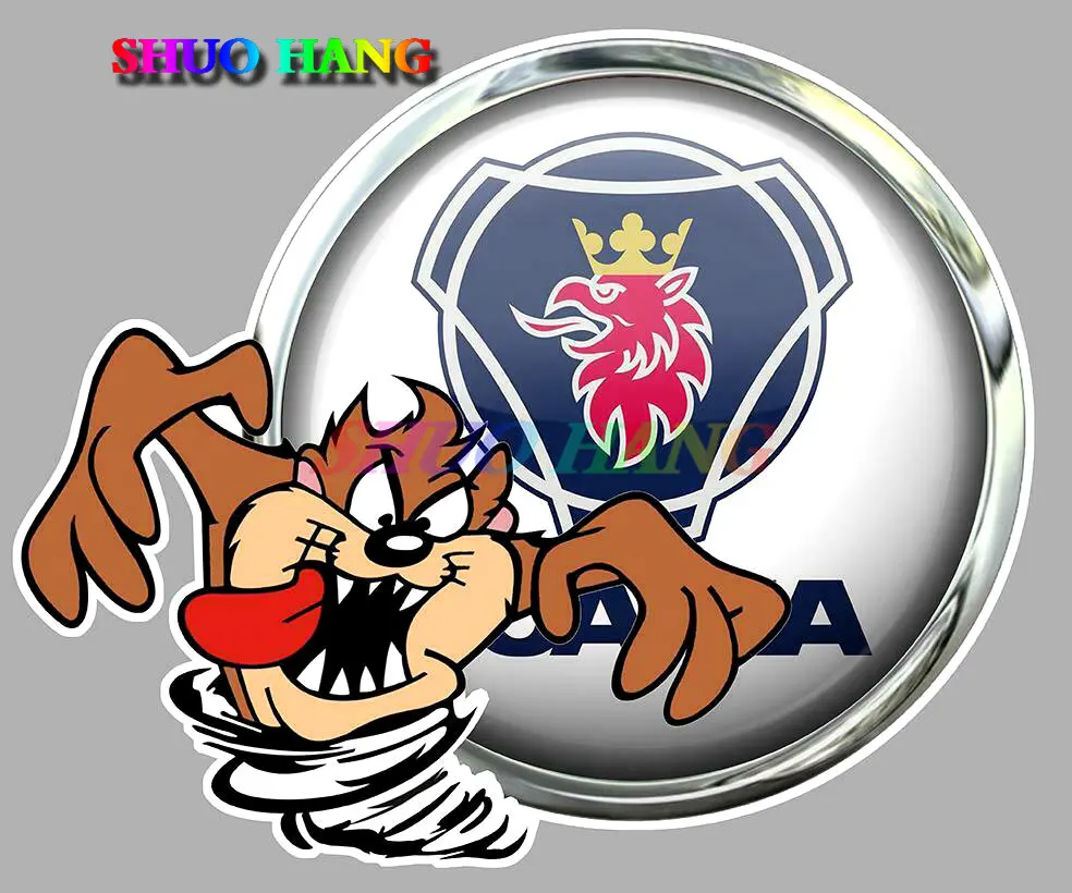 High-quality Car Stickers TASMANIAN DEVIL TAZ Decal Vinyl Car Parts Window Truck Bared Teeth for SCANIA