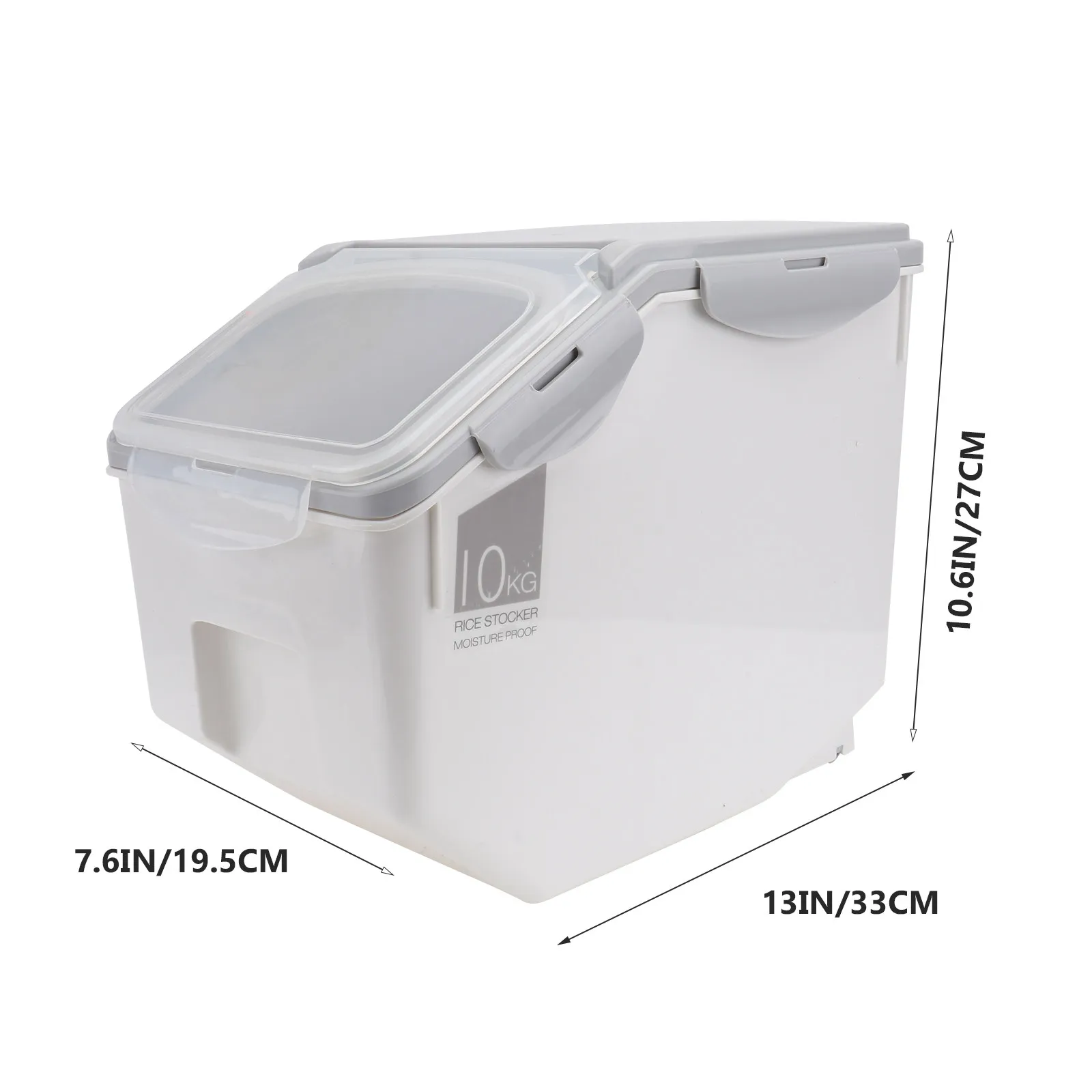 Food-Grade PP Rice Storage Bucket with Moistureproof Seal, Flip Lid & Scale Display – Grey