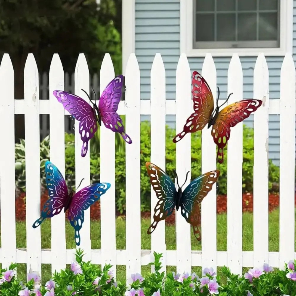 

4Pcs Iron Butterfly Wall Art Hanging Cute Exquisite Butterflies Sculpture Ornaments Creative Waterproof Animal Statues Bedroom