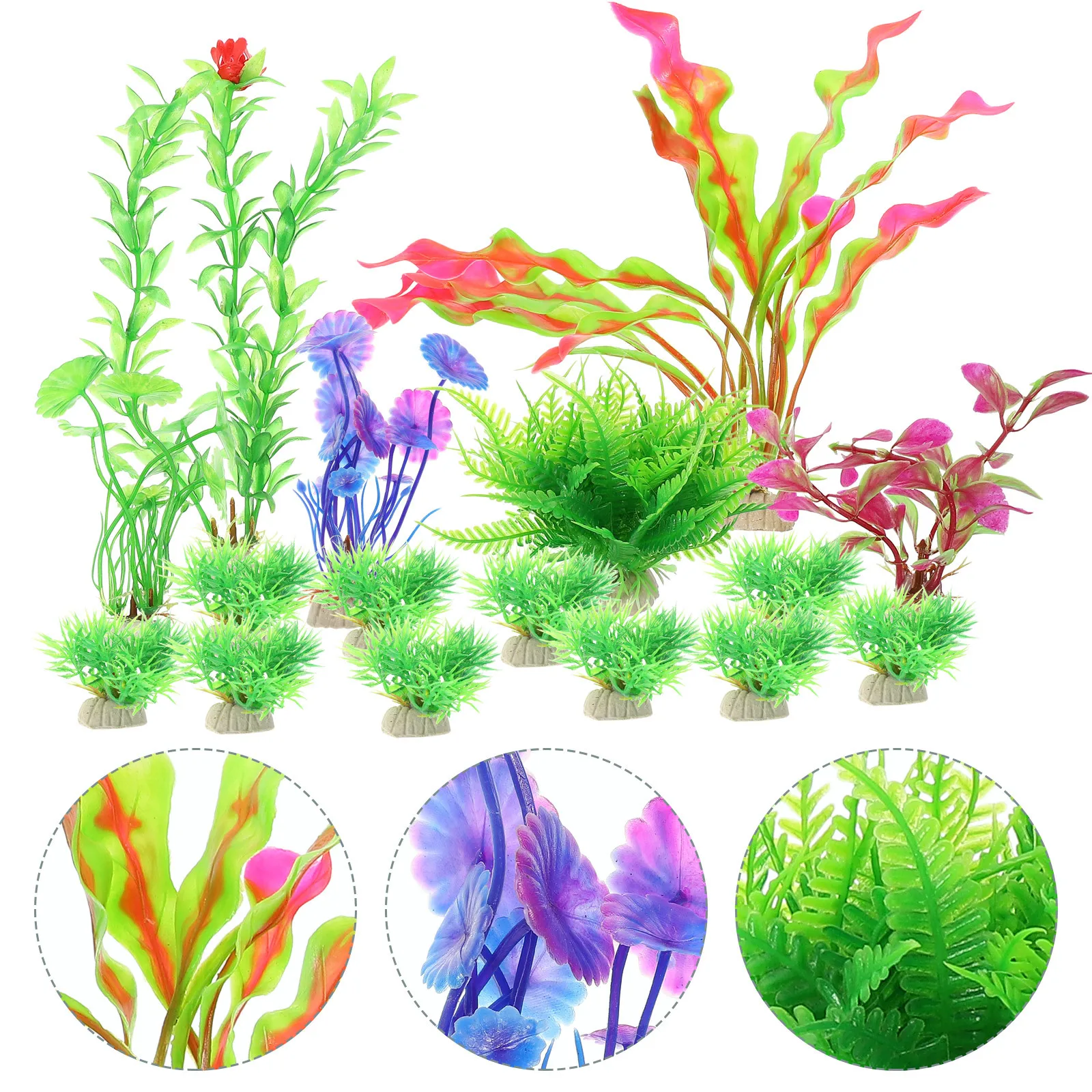 

16pcs Fish Decoration Water Grass Realistic Aquarium Plant Thickened Base Safe Plastic For Landscape Prop Turtle Tank