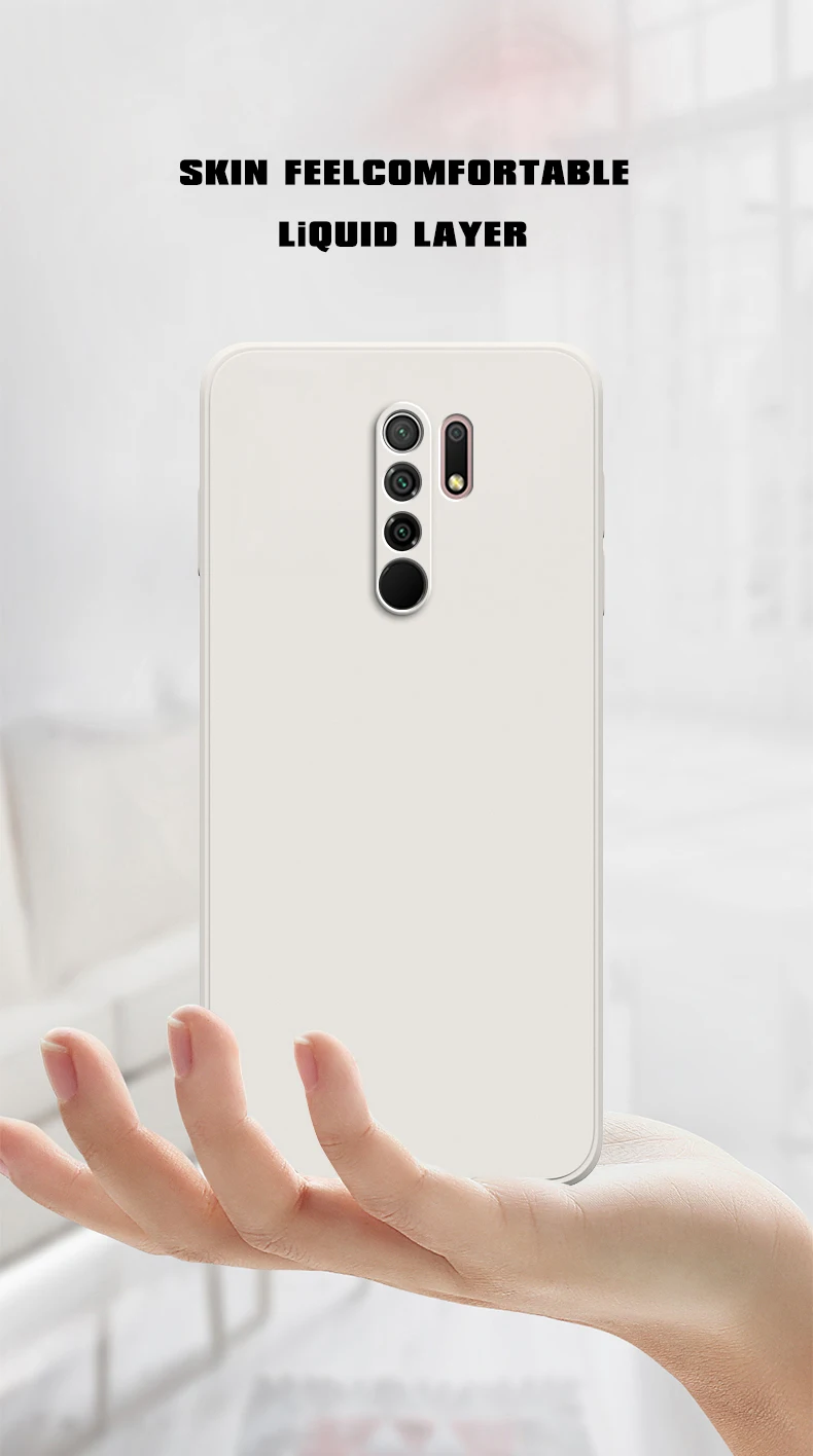 Original Square Liquid Silicone Case for Xiaomi Redmi 9 9A 9i 9T Power Camera Protective Cute Phone Back Cover Redmi9 T Fundas