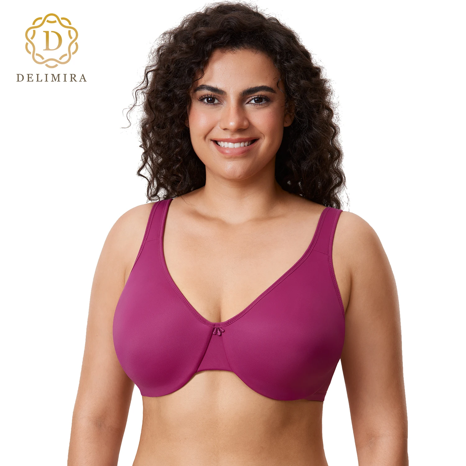 Delimira Minimizer Bra For Women Plus Size Seamless Bra Smooth Full Figure Underwire Comfortable Brassiere D DD E F