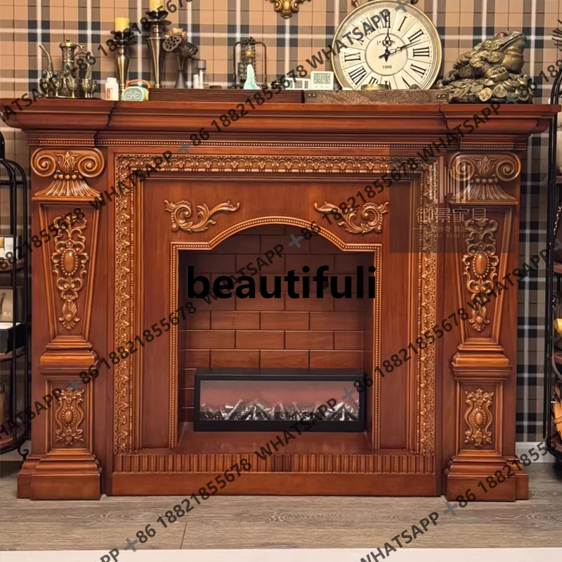 

European mantel fireplace cabinet simulation fire embedded decorative heating porch furnace cabinet