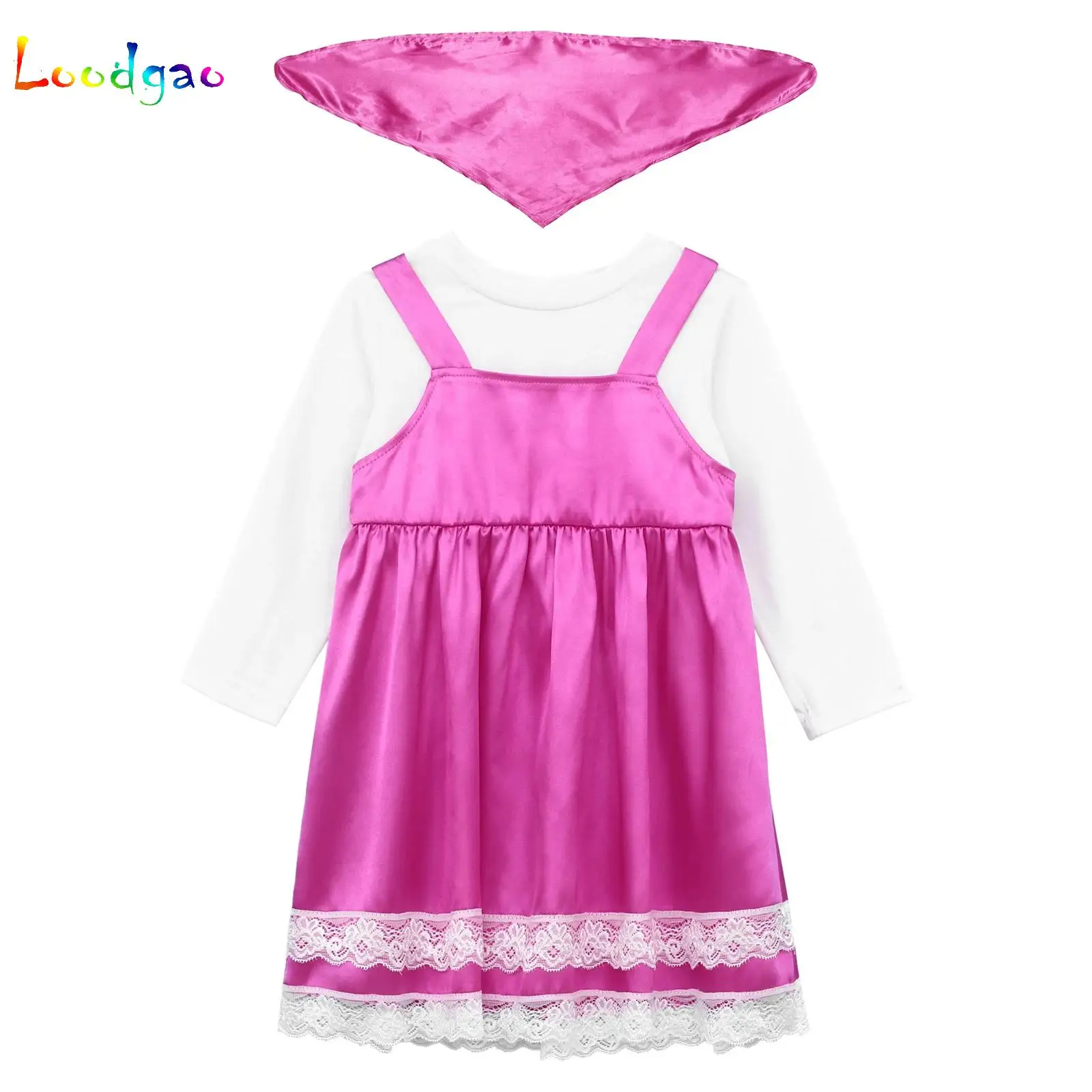 

Cartoon Halloween Cosplay Costume Outfit for Girls Pink Dresses Head Scarf Cosplay Cartoon Skirt Carnival Fantasy Sets Set