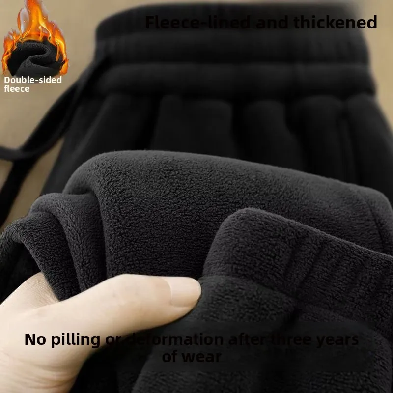 

Men's Winter Fce Lined Thiened Casual Pants Loose Dirt Resistant Wear Resistant Cuffed Leisure Trousers Youth Faion