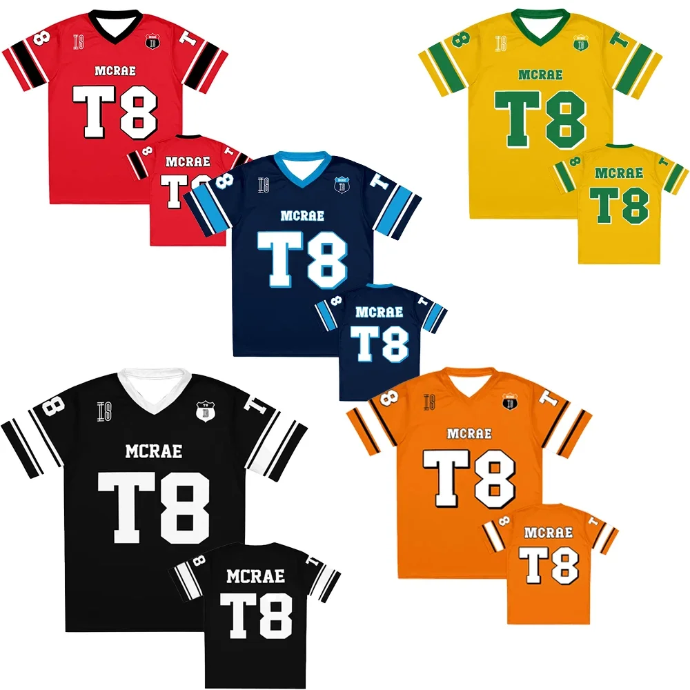 

Hot Tate McRae Jersey 2025 New Spring/Summer Men's and Women's Sportswear T8 McRae Football Jersey V-Neck T-Shirt Y2K clothes