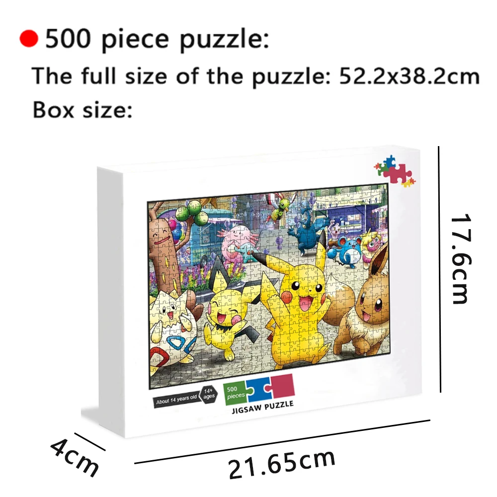 Pokemon Pikachu Art Puzzles 300/500/1000 Pieces Jigsaw Puzzle Creative Pictures Educational Toys Fun Family Game for Kids Adults