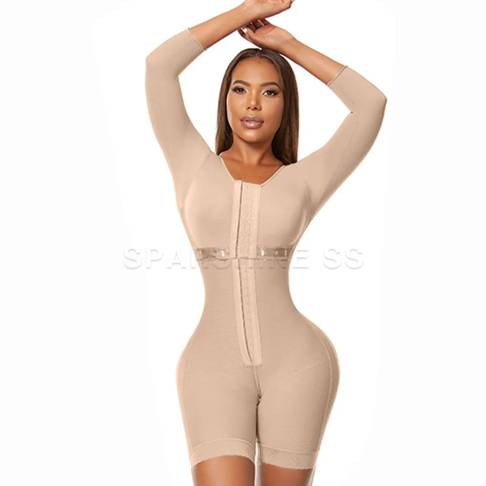 Faja Corset Full Body Shaping Bodysuits High Waist Abdomen Control Shapewear for Long Sleeve Compression Garments Everyday Wear