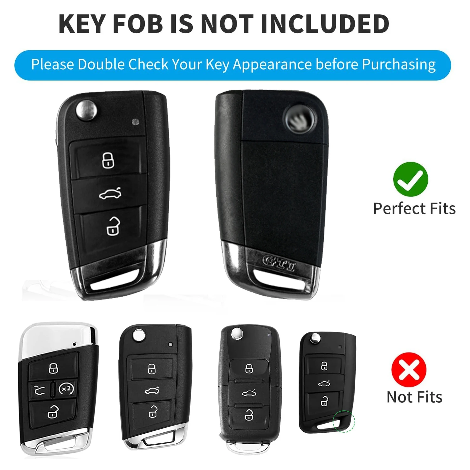 for Skoda Key Fob Cover with Keychain Carbon Fiber Key Shell Case Protection for VW Volkswagen Tiguan Golf  Atlas Smart Key