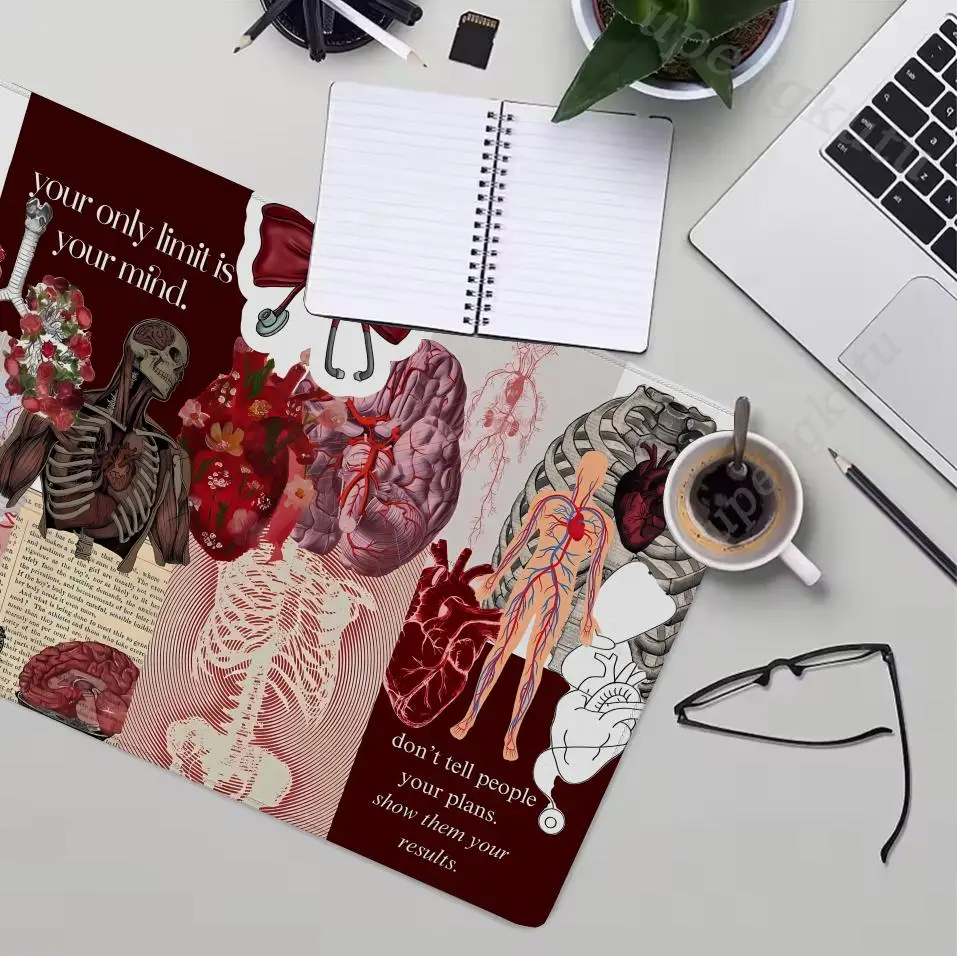 Anatomical diagram-patterned rubber anti-slip keyboard and mouse pad, large size, suitable for medical researchers, anti-slip.