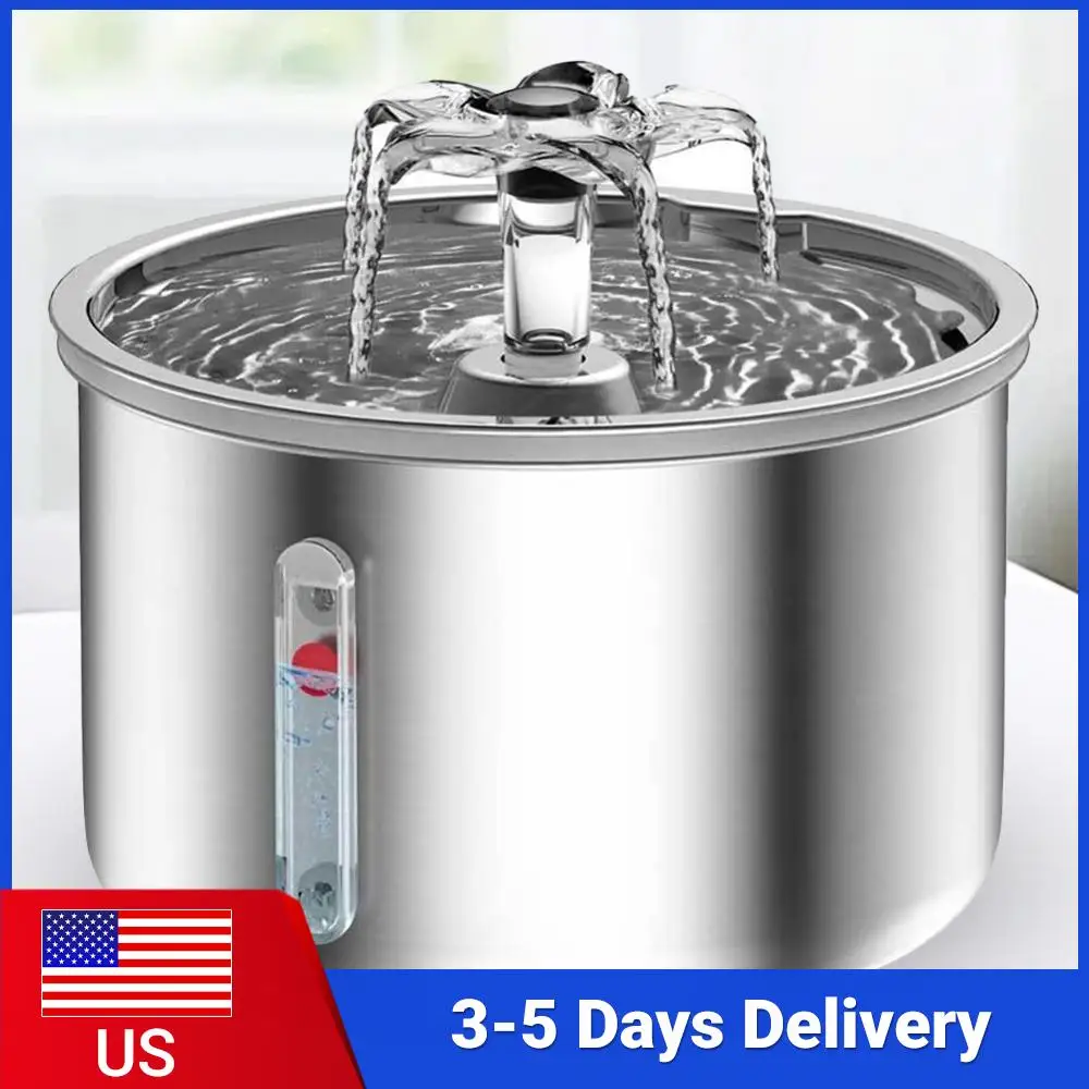 

2L Automatic Pet Water Fountain 304 Stainless Steel Smart Water Dispenser Ultra-Quiet Pump Auto Filter Pet Drinker for Cats Dogs