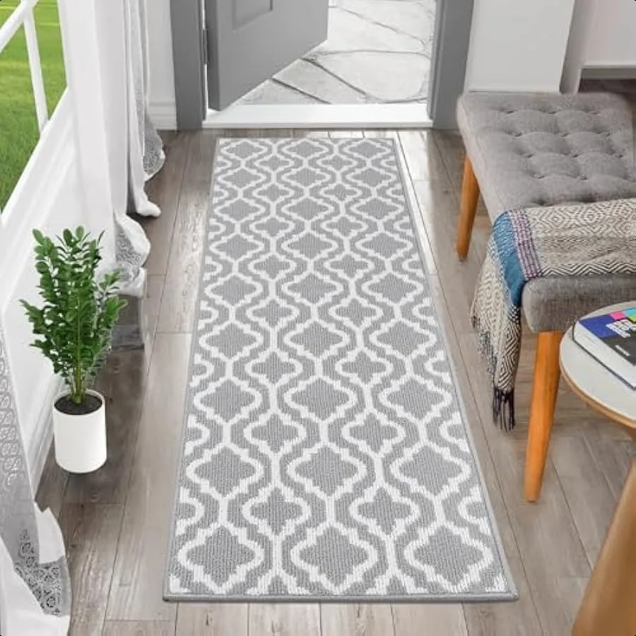 

Коврик для внутренней двери 20 x 59 дюймов, нескользящие коврики для передней двери, приветственные коврики, моющиеся коврики для обуви, грязевые ловушки для прихожей, низкопрофильный кухонный карп