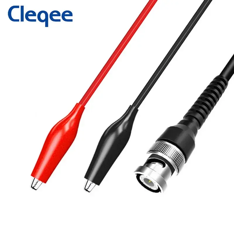 Cleqee P1011 BNC Male to Dual Alligator Clips Test Lead Q9 Male Plug Oscilloscope Test Probe Oscilloscope Cable 110cm