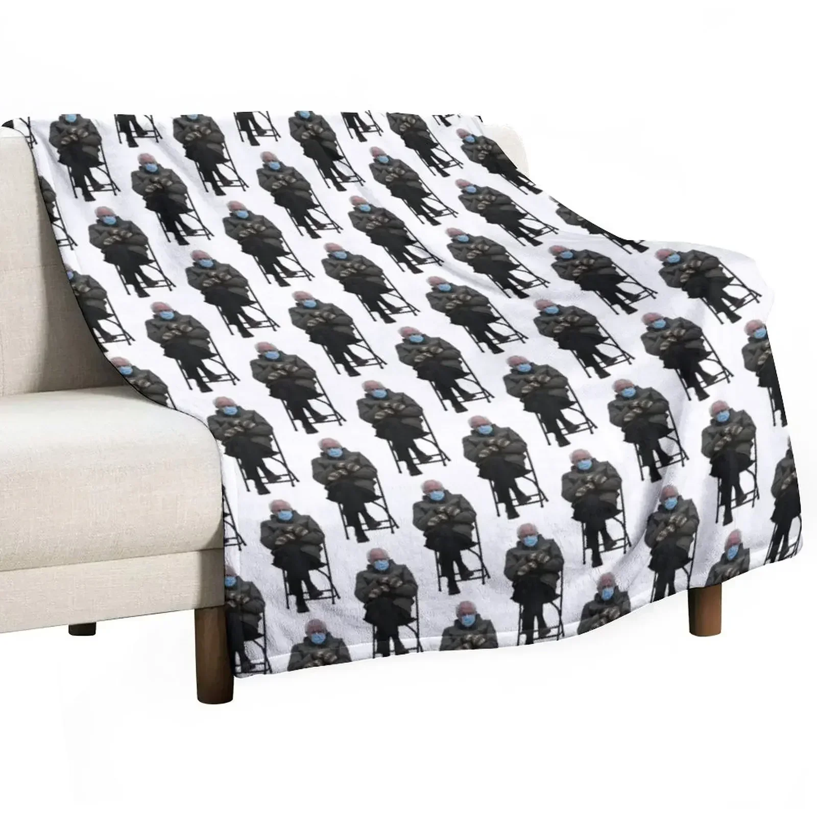 New bernie sanders sitting in a folding chair Throw Blanket Thermals For Travel Shaggy Plaid Nap Giant Sofa Blankets