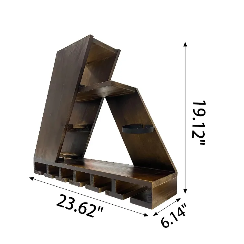 Modern Furniture 4 Bottles Compact Brown Wooden Hanging Wine Rack Floating Wine Rack