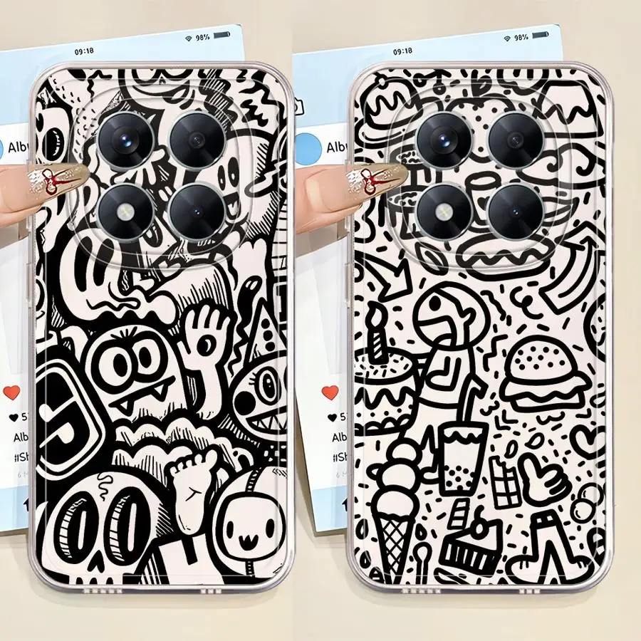 حافظة لهاتف Xiaomi Poco X3 NFC X4 GT X4 M3 X3 Pro X5 جرافيتي سوداء ناعمة شفافة #1