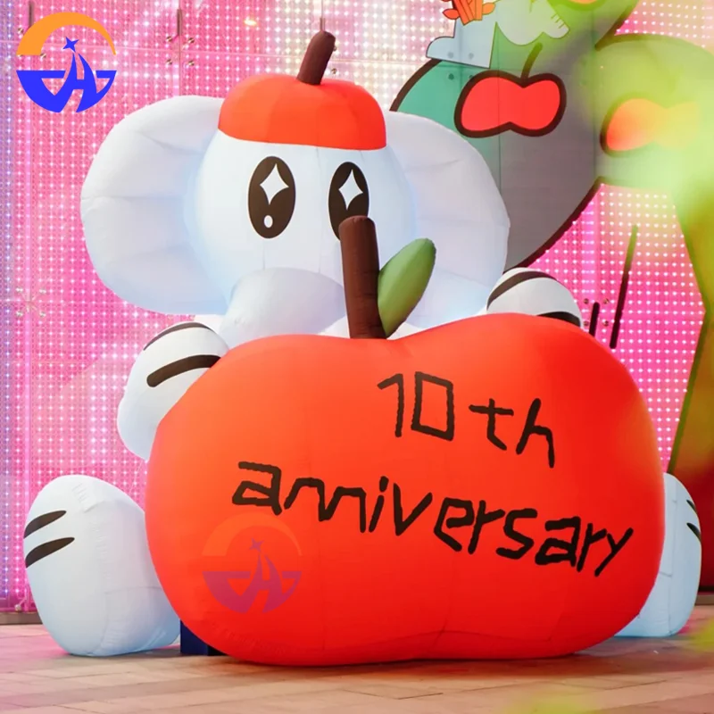 Inflatable Cartoon Cute Animal Elephant Apple Inflatable Models Decorative Props for Mall Outdoor Event Promotion