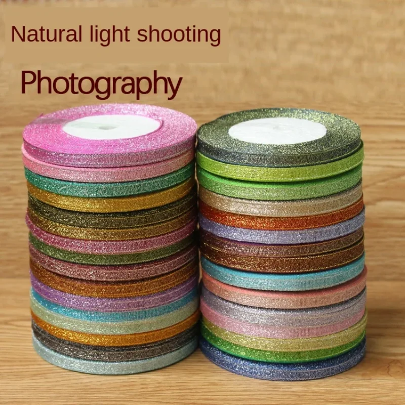 22meters/Roll 0.6cm-4cm Width Metallic Glitter Ribbons for DIY Crafts Sewing Fabric Christmas Party Wedding Supplies Gift Wrap