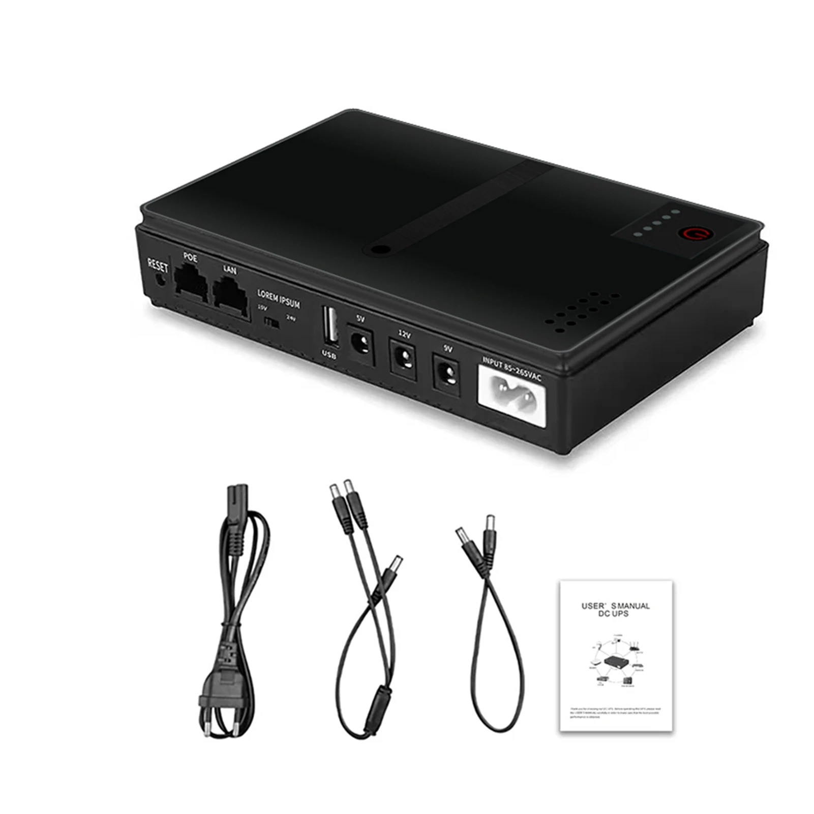 

AC85-265V DC1018P Router 5V9V12V Optical Cat Monitor Backup Uninterruptible 10400Mah Power Supply Charger Cell Phone DC UPS