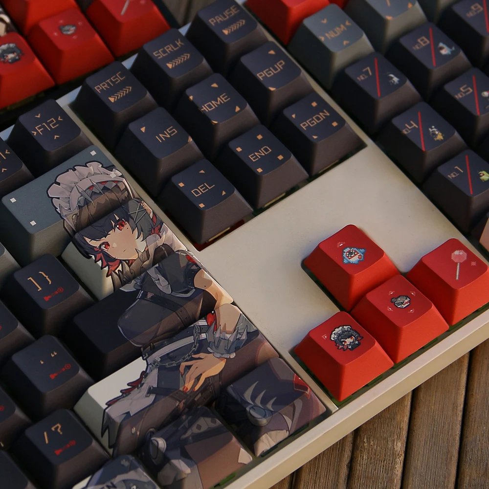 게임 Zenless Zone Zero Ellen Joe PBT 키 캡 코스프레 소품 축 측면 새겨진 Mechanicale Keycaps 게임 탁상 용품