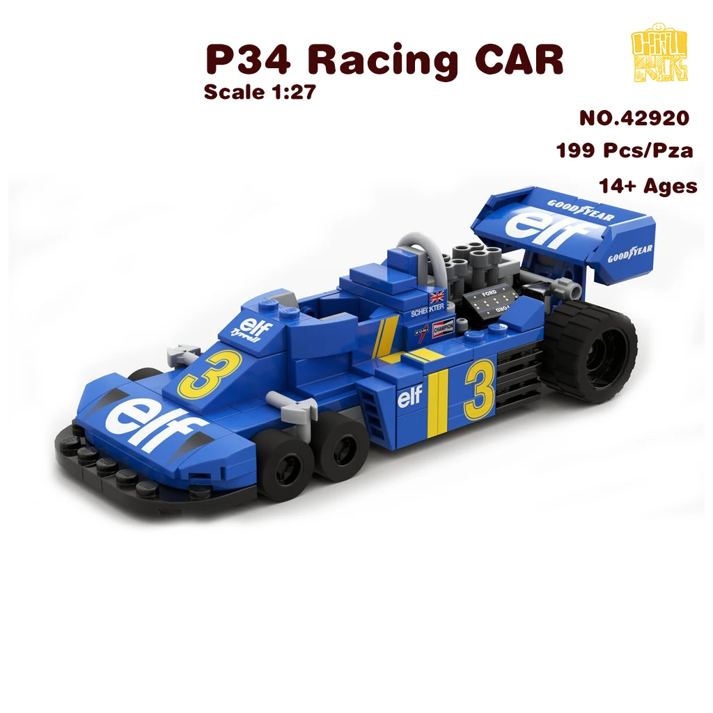 MOC-42920 P34 coche de carreras escala 1:27 modelo con dibujos en PDF bloques de construcción niños DIY juguetes cumpleaños regalos de navidad