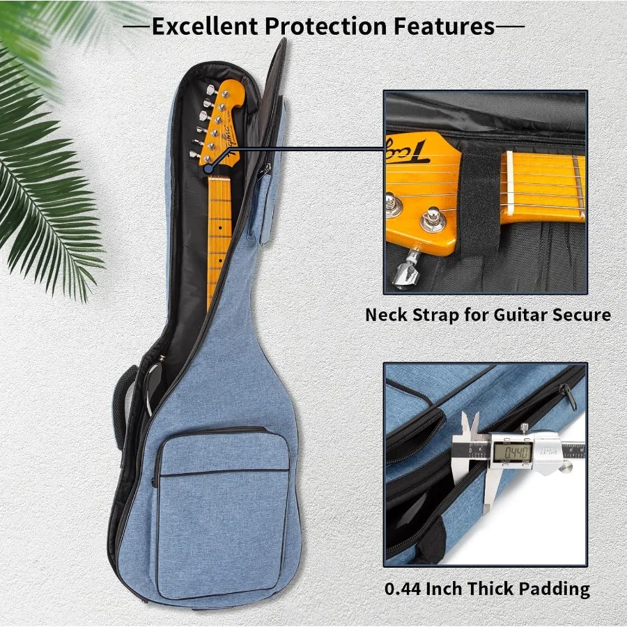 39インチ エレキギターバッグ ソフトギターケース 厚さ11mmのパッド入り エレキギターギグバッグ 防水ギターバックパック ポケット付き