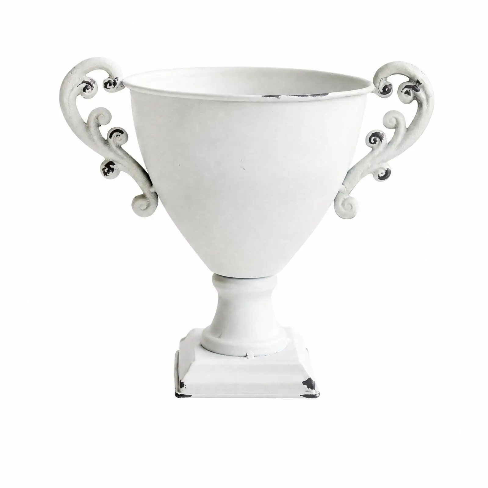 European-Style Pedestal Vase with Scrollwork Handles Elegant Tabletop Decorative