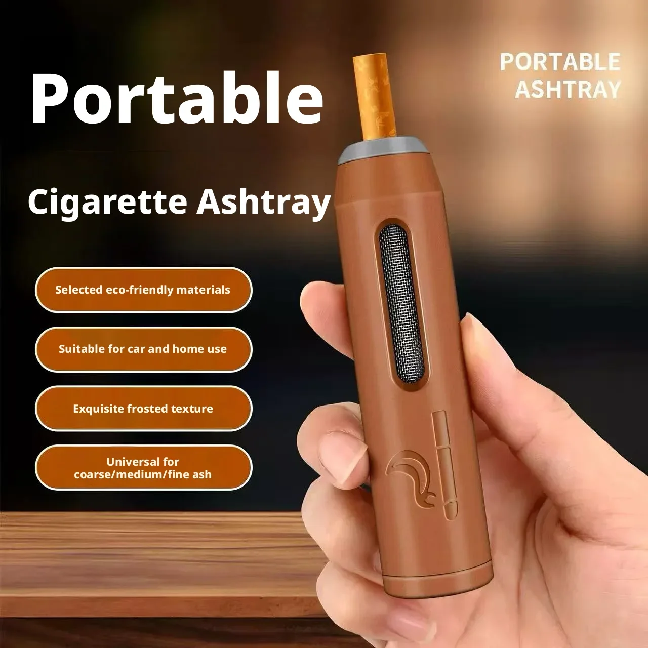 Portable Pocket Ashtray for Car Home Use Cigarette Ash Holder Fit Thick Medium Thin Cigarettes Proof Mini Travel Ashtray Outdoor