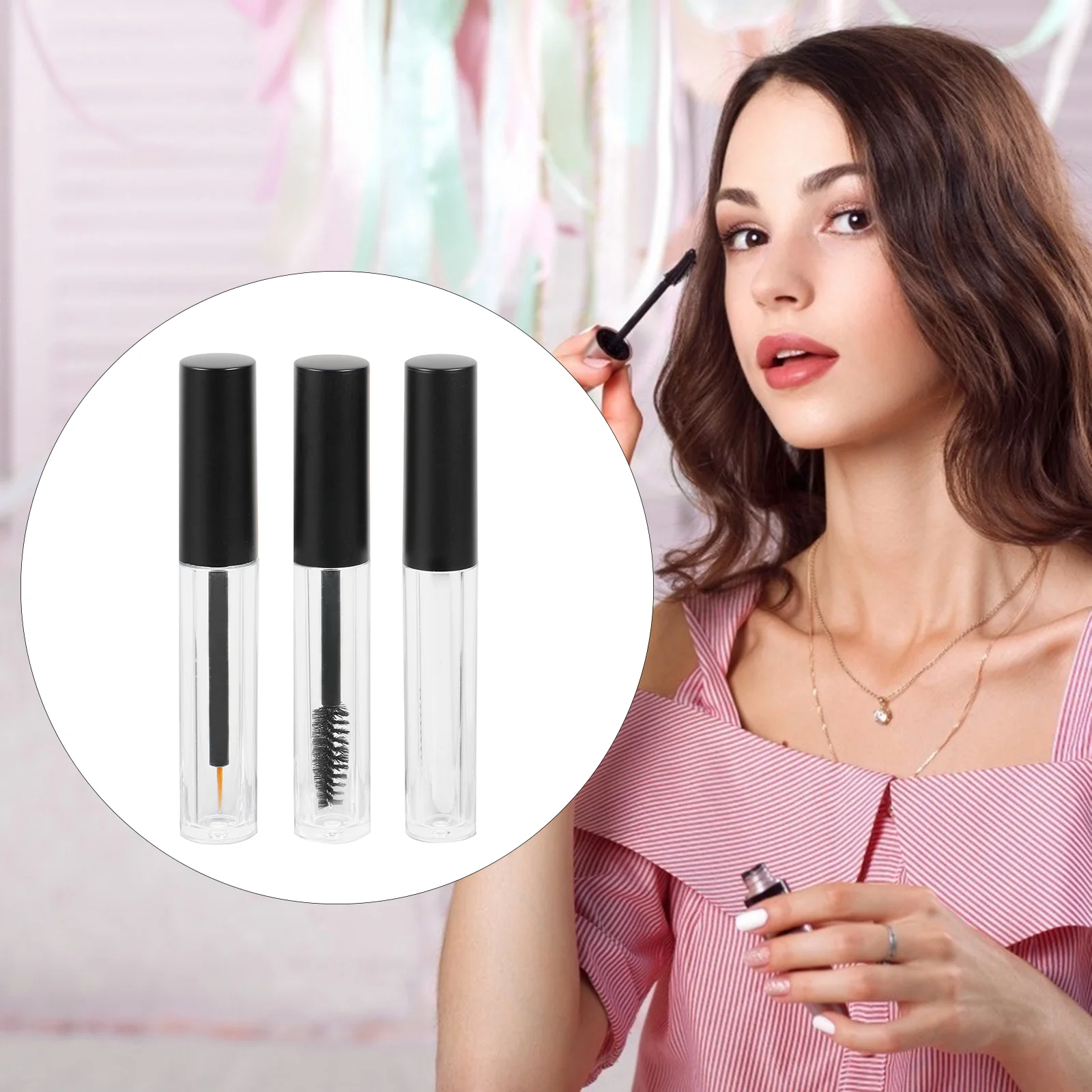 

6 PCS Eyeliner Eyelash Bottle Cream Container Makeup Applicator Clear Mascara for Eyelashes Volume Woman Brush