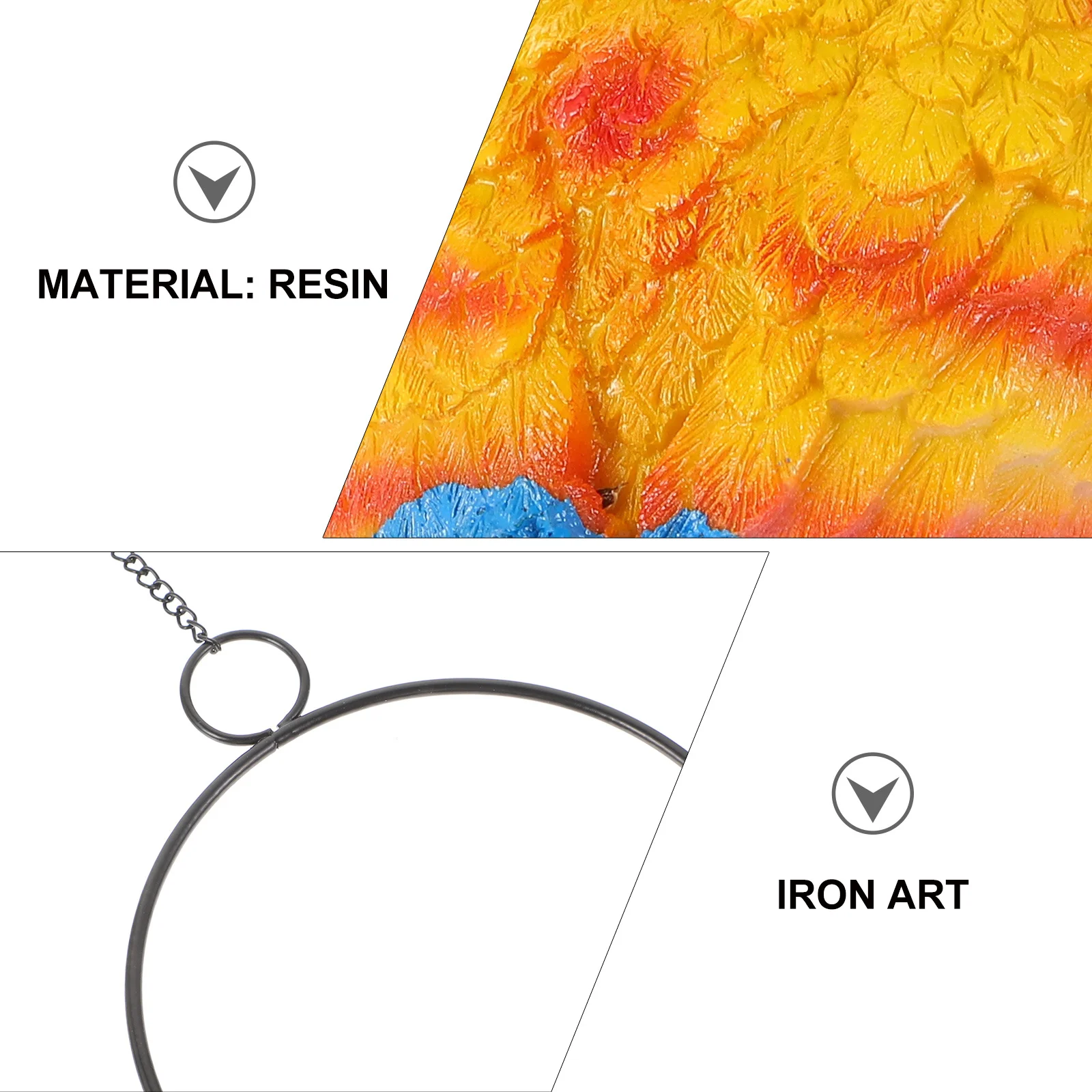 

1Pcs Realistic Parrot Decor Resin Bird Craft Ornament Imitation Iron Ring Hanging Garden Yard Balcony Decoration