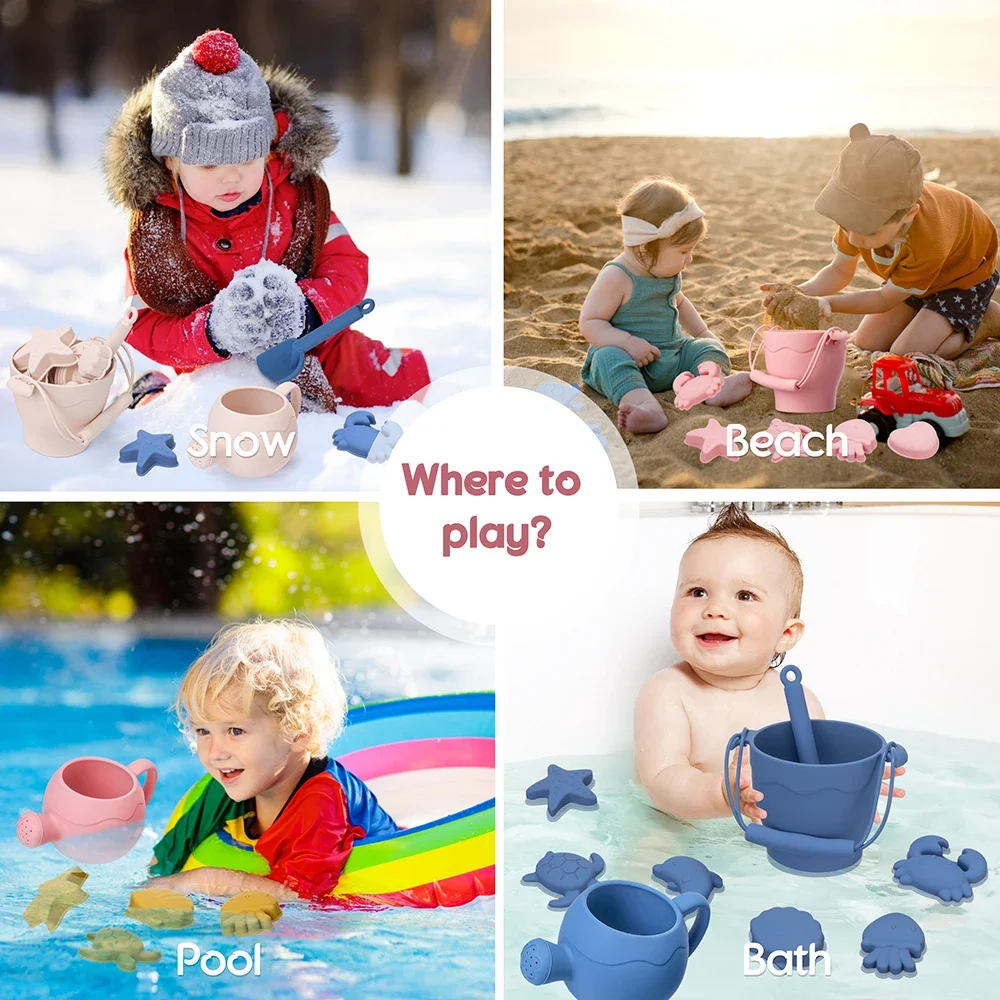 9PCS/8PCS Summer Beach Set Toys For Kids Digging Sand Plastic Bucket Watering Bottle Shovels Children Beach Water Game Toys Tool