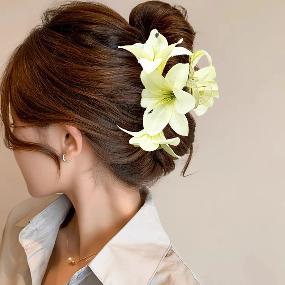 Handmade ดอกไม้ Hairpin ผม Claw ผู้หญิงฮาวาย Elegant ผมปูคลิปสุภาพสตรีผมคลิปผม Claw Crab อุปกรณ์เสริมผม