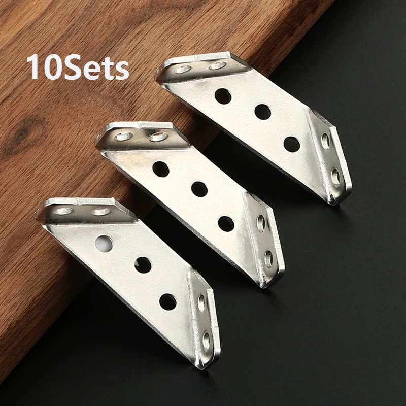 10Sets Thickened Stainless Steel Angle Code 90 Degrees Right Angle Fixed Bracket Furniture Connectors