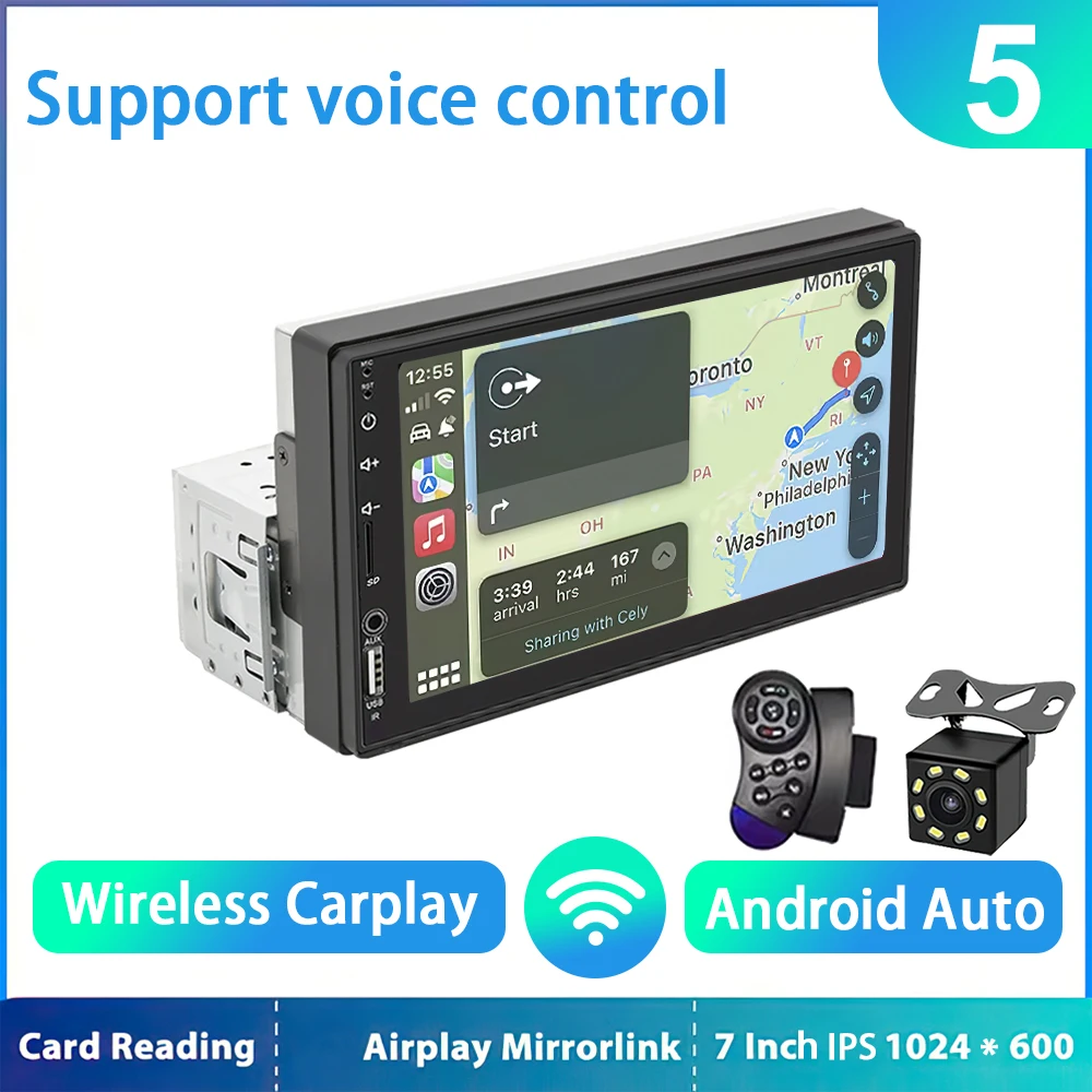 HD 7 inch IPS Touchscreen Universele 1Din Caplay Android auto Autoradio Stereo Multimedia Speler Autoaudio FM-ontvanger Monitor