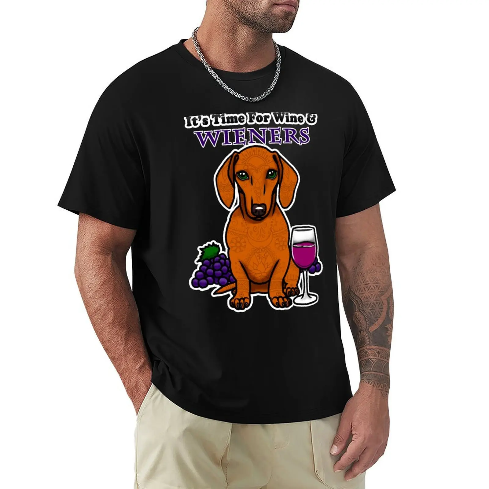 

Dachshund Lovers - Time for Wine and Wieners T-Shirt graphic t shirt vintage cheap stuff mens t shirts casual stylish