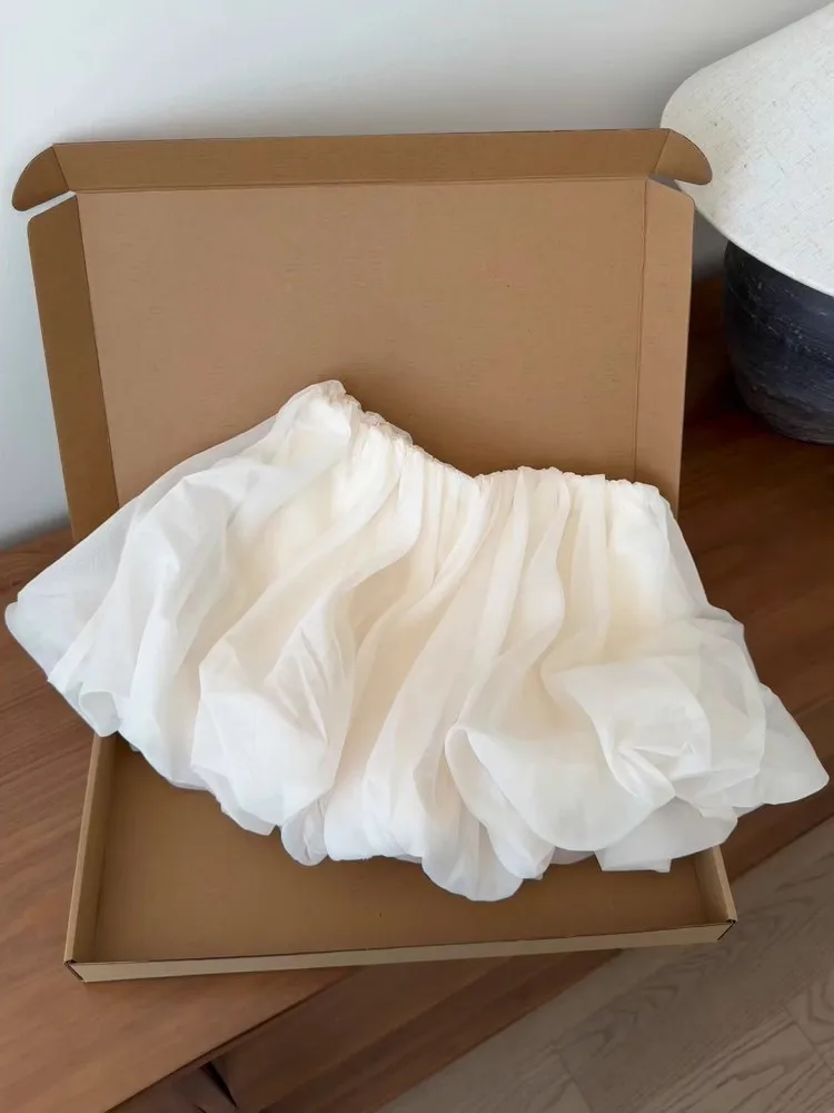 Women's White Mini Puffball Skirt Vintage A-line Balloon Skirt Harajuku Korean Style Y2k Bubble Skirts 2000s Clothes Summer 2026