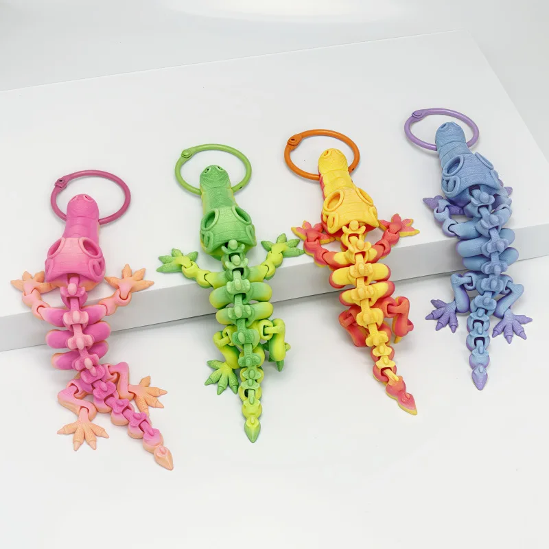 14cm 3d impresso crocodilo esqueleto chaveiro pingente engraçado articulações móveis animal pingente presente de halloween mochila pingente