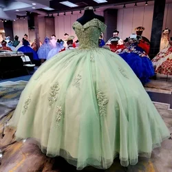 ANGELSBRIDEP błyszczące miętowe suknie zielona kula Quinceanera sukienki na specjalne imprezy Vestidos De 15 Anos przyjęcie urodzinowe księżniczki