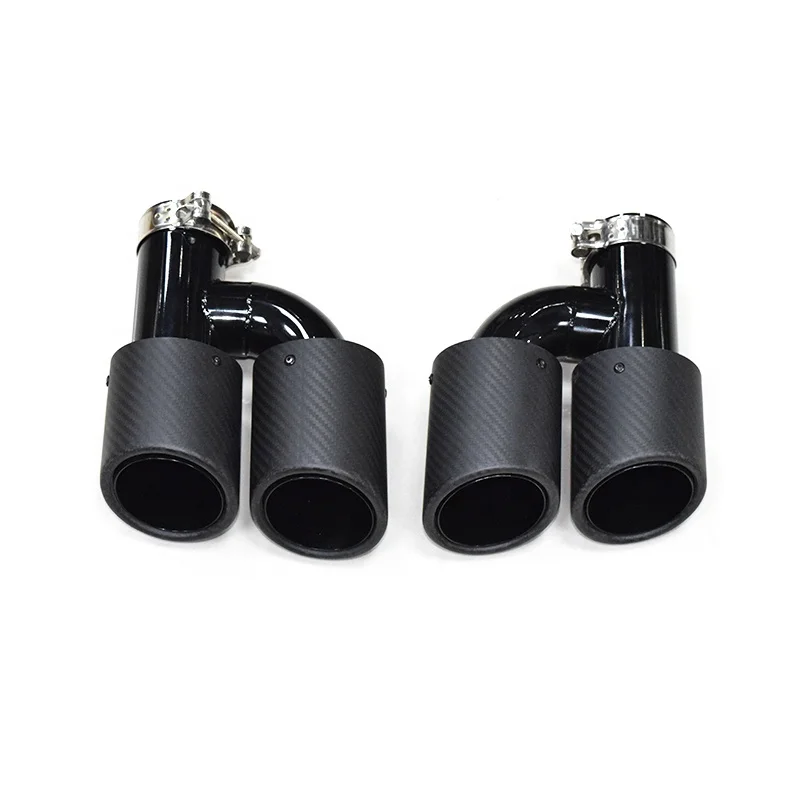 Dual Out Stainless Steel Car Rear Exhaust Pipe for A4 A5 A6 A7 Up To S4 S5 S6 S7 Black Muffler Tip 60mm Tailpipe