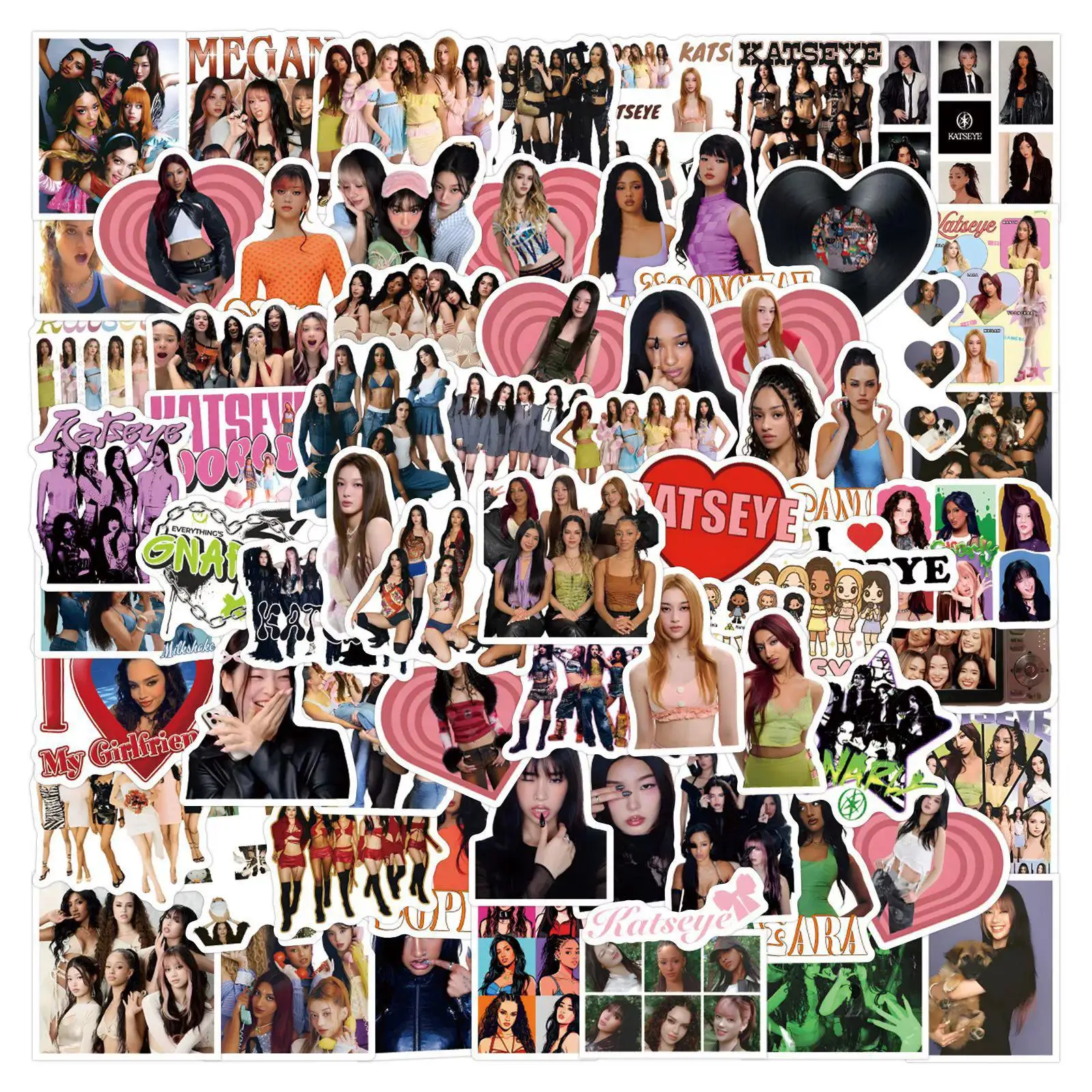 60Pcs KATSEYE Cute Idol Stickers, Waterproof Art Decals, Multi-scene Decor for Daily Supplies, Perfect Fan Collection Present