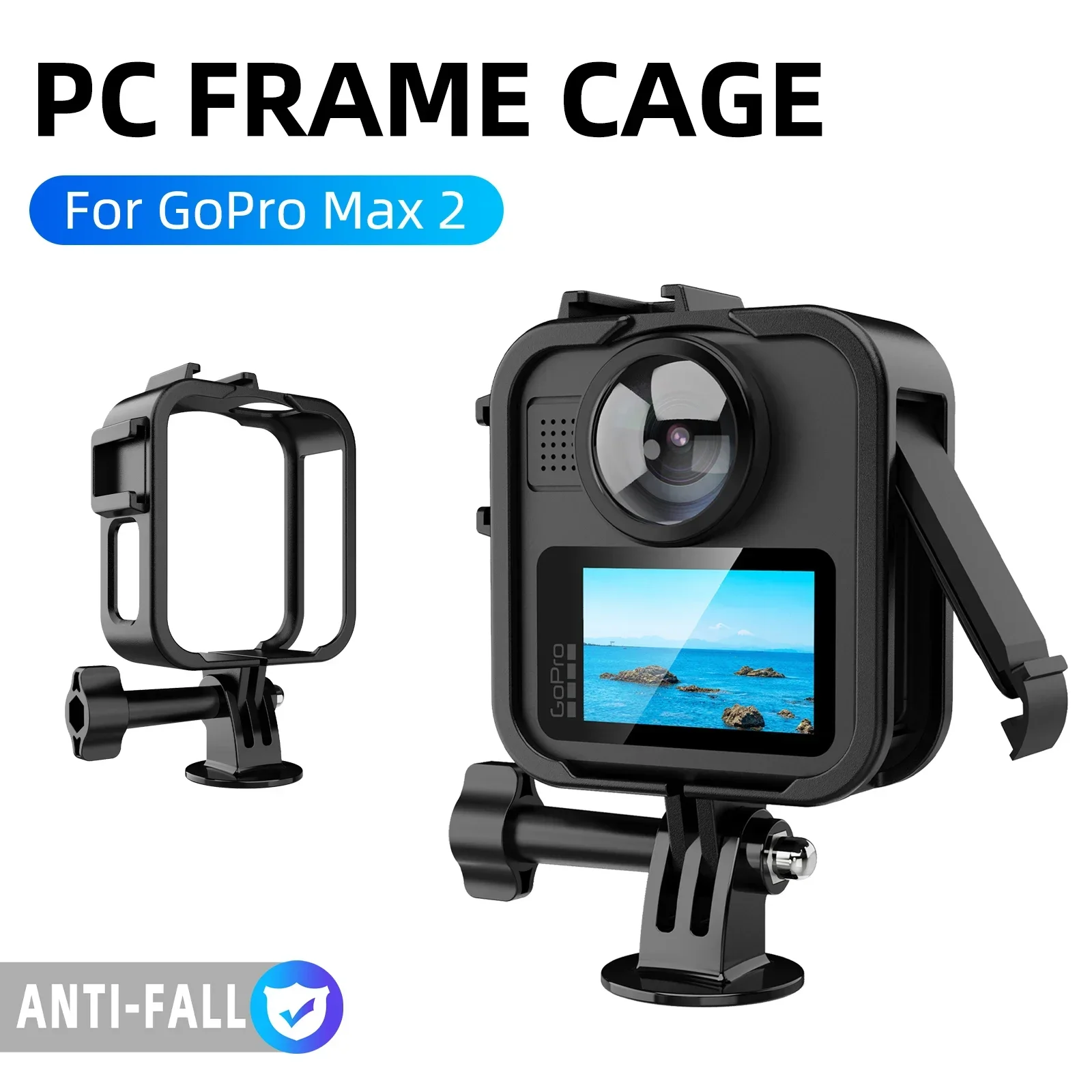 

Frame Cage for GoPro MAX 2, PC Metal Protective Frame Housing Case with Silicone Lens Cover for GoPro MAX2 Camera Accessories